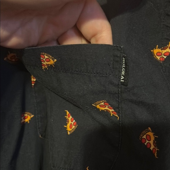 Molokai Surf Co NEW Men's Size XL Dark Blue Pizza Print Button Down Shirt - Picture 6 of 8